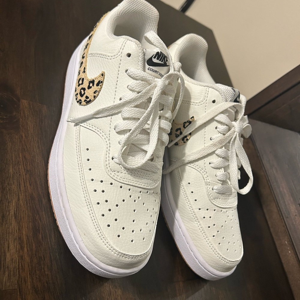 Women’s Nike Sneakers with Animal Print- court vision athletic shoes